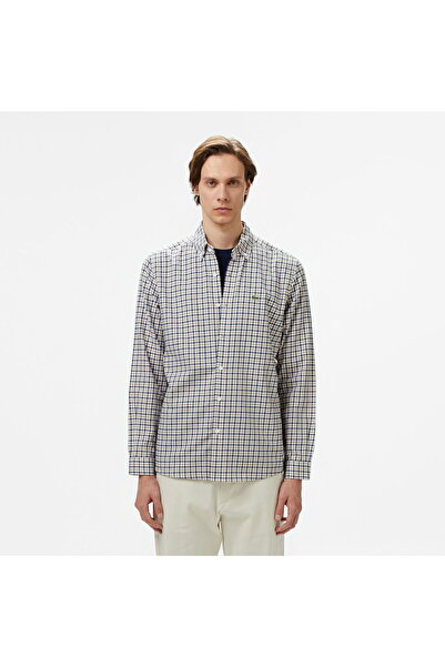 Lacoste Men's Regular Fit Checkered Brown Shirt