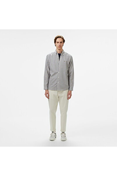 Lacoste Men's Regular Fit Checkered Brown Shirt