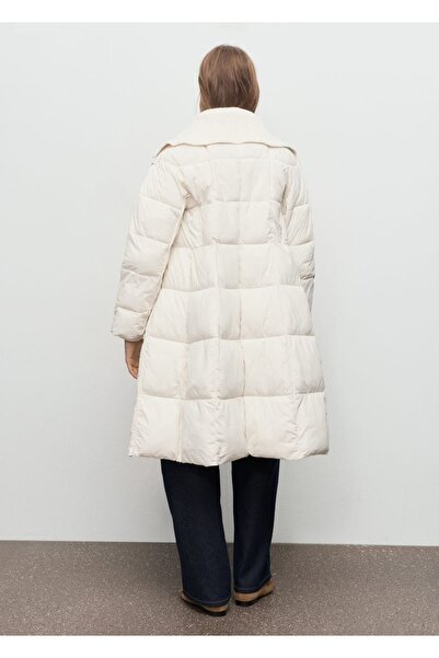 MANGO Woman Dokuma kumaş kapitone anorak