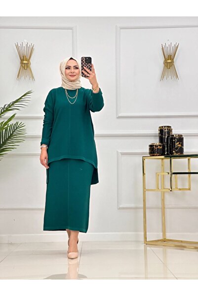 Valens Butik طقم تونيك طويل وتنورة من أركاس - زي إسلامي مكون من قطعتين سادم