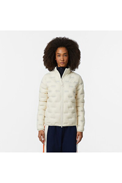 Lacoste Women's Regular Fit Hooded Quilted White Coat