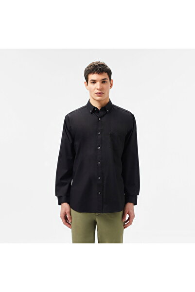 Lacoste Men's Regular Fit Button Collar Black Shirt