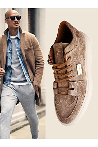 İBAY BEIGE SUEDE IMPERIO HAKİKİ DERİ RAHAT ERKEK KISA BOT