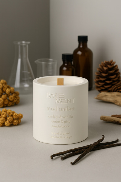 Basement Atellier : Mad Amber : % 100 Soya Beton Mum (Amber, Vanilya, Sedir, ...