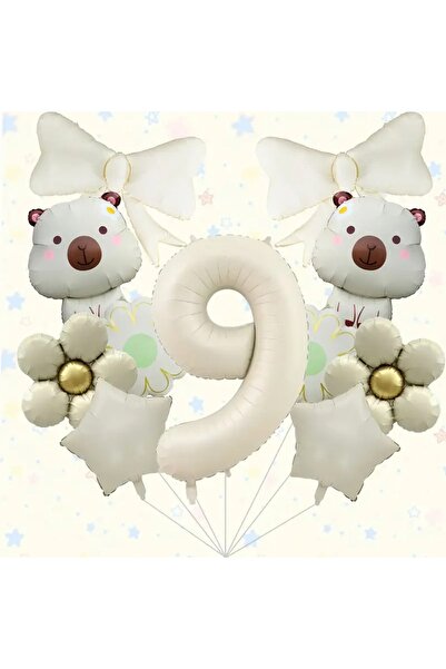 DÜVENCİ TİCARET 11 قطعة من بالونات كابيبارا البيضاء على شكل زهرة، مجموعة بالو...