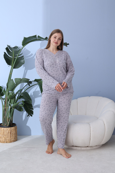 SEBOTEKS 100% Cotton Seasonal Fabric Plus Size Women's Pajama Set 50160