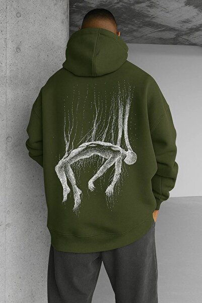 LAYORA Φούτερ με κουκούλα Oversize – Αφηρημένο μοτίβο τέχνης στην πλάτη