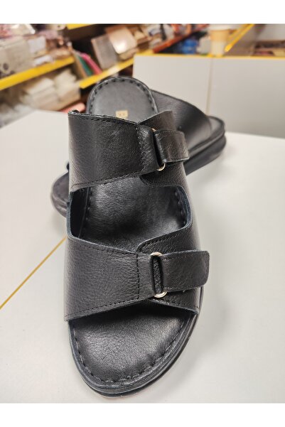 semazen Lightweight Genuine Leather Double Velcro Women's Slippers and Sandals