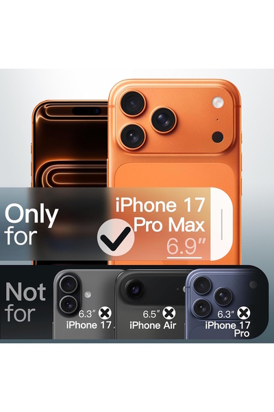 m.tk moveteck İphone 17 Pro Max Kılıf Tam Kamera Korumalı Magsafe Destekli Turuncu Kenarlı Arkası Şeffaf Kapak