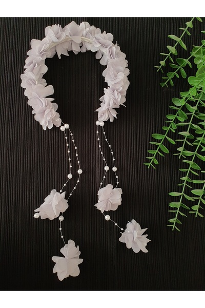 Fiyonks Atölye تاج مزين بالزهور واللؤلؤ، تاج الحناء، تاج الأمومة، تاج للمناسب...