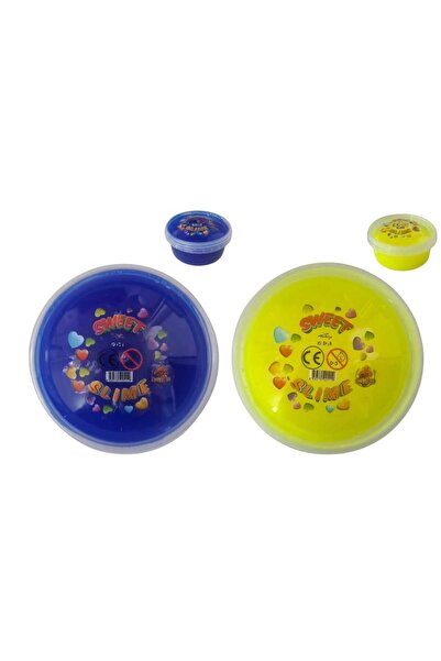 Oyunsal سلايم أزرق - سلايم أصفر حلو - 2 قطعة سلايم منفوش بألوان نيون 120 جرام