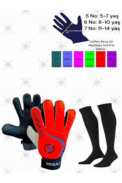 Gök Sports Degaj Adult Goalkeeper Gloves with Wrist Bandage Black Football Sock Goalkeeper Gloves 8-9-10cm Palm