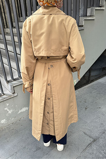 Ovn. Arka Pile Detaylı Trençkot - Camel