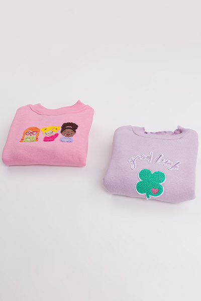 Harika KIDS Girl's Medium Thickness Printed 2-Pack Sweatshirt