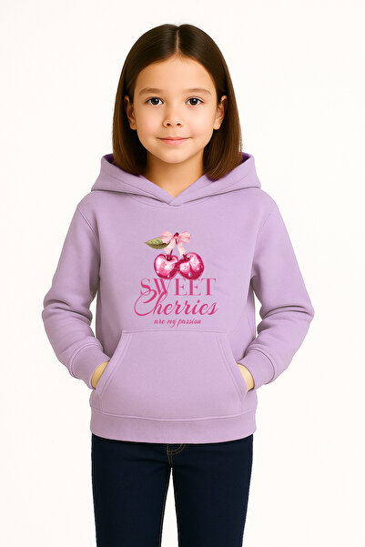 Let's Wear Sweet Cherries Baskılı Çocuklar İçin Premium 3. İplik Compact Sweatshirt