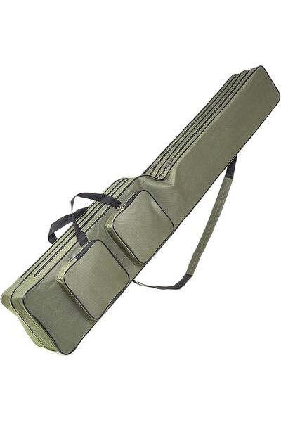 Generic حقيبة صنارة صيد سمك، طبقتين، 130 سم، حقيبة بكرة صنارة صيد، حقيبة أدوا...