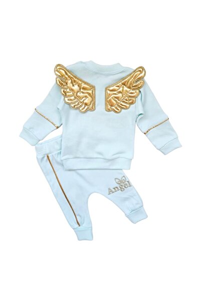 Miniworld Compleu fetite 2 piese din bumbac, Angel, verde menta, varsta 0-3 luni