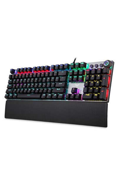 Aula كيبورد مكانيكل Keyboard F2058 بأضاءة RGB حجم 100% – لون أسود