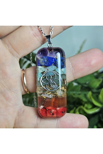 Singincraft 7 Çakra - Yedi Çakra - Torus Orgonit Çelik Zincir Kolye (El Yapımı Tasarım Ürünler)