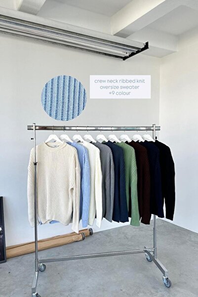 HAFKAGİYİM Brown Crew Neck Ribbed Oversize Knit Sweater