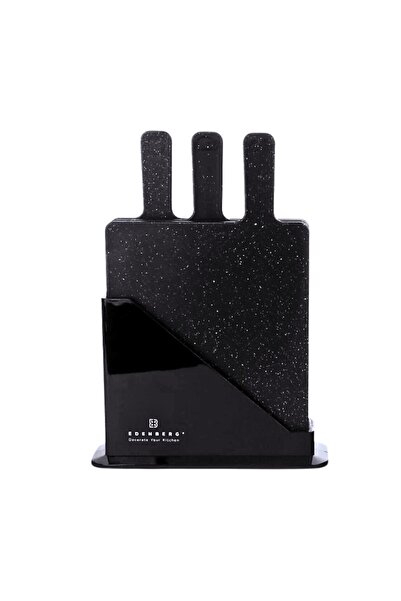 EDENBERG Set of 3 durable plastic cutting boards with stand, for meat, fish, vegetables, non-slip, Black/Anth