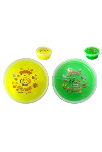 Oyunsal Slime Yellow - Green Sweet Slime - 2 Pieces Fluffy Slime Neon Colored 120 Gr Slime