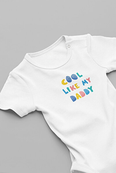 FORMİRA بدلة أطفال عضوية 100% قطن مطبوعة بعبارة 'كول لايك ماي دادي' مع أزرار ...