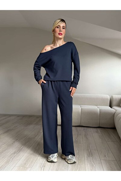 YK FASHION Düşük Omuz Detaylı Salaş Takım