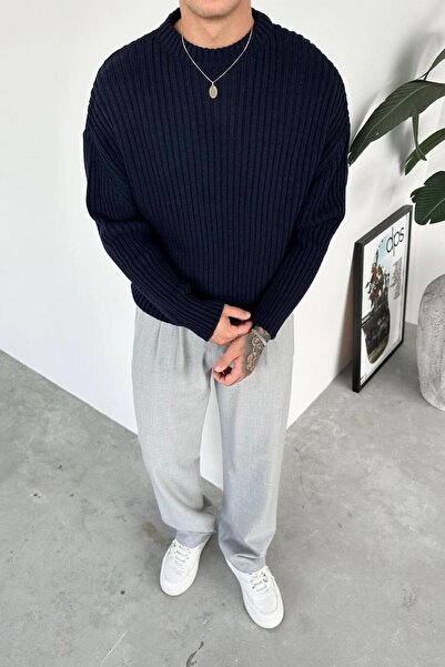 HAFKA Pulover oversized cu gât rotund, bleumarin