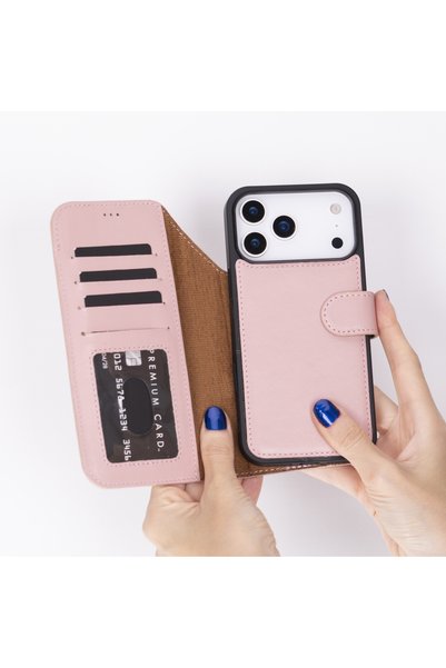 Lev Leather iPhone 17 Pro Max Compatible Genuine Leather Card Holder Case – Rfid Protection, Stand Feature, Magsafe Compatible