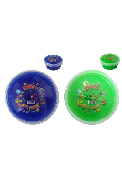 Oyunsal Slime Blue - Green Sweet Slime - 2 Pieces Fluffy Slime Neon Colored 120 Gr Slime
