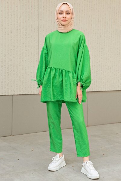Kombinazon Σετ Sumya Balloon Sleeve Διπλό Πράσινο