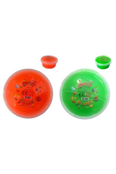 Oyunsal Slime Orange - Green Sweet Slime - 2 Pieces Fluffy Slime Neon Colored 120 Gr Slaym