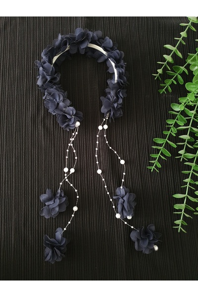 Fiyonks Atölye تاج مزين بالزهور واللؤلؤ، تاج الحناء، تاج الأمومة، تاج للمناسب...