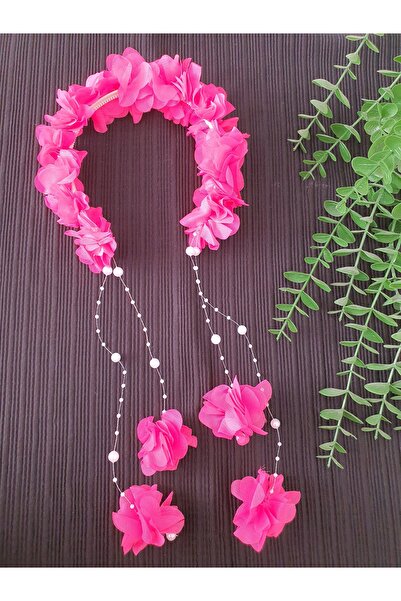 Fiyonks Atölye تاج مزين بالزهور واللؤلؤ، تاج الحناء، تاج الأمومة، تاج للمناسب...