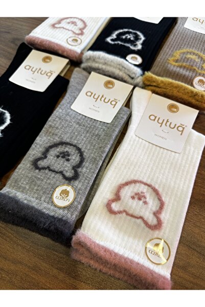 Aytuğ Премиум безшевни удобни бродерирани памучни чорапи, 6 чифта