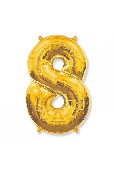 DECO Figurină balon folie, auriu, numărul 8