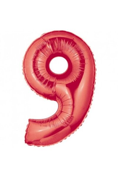 Bruno Foil Balloon, Number 9, Red, 100 cm