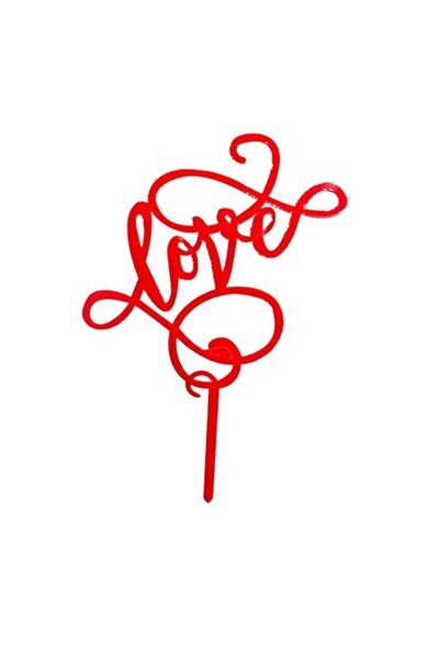 OEM Cake topper Love, Model Simplu, Rosu, m1, 13cm