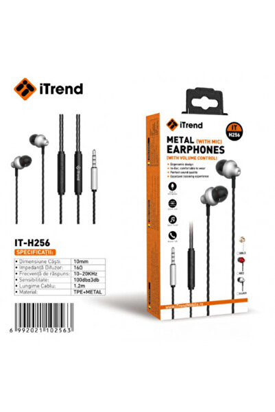 itrend Căști cu fir 256 cu microfon cu mufă jack de 3,5 mm