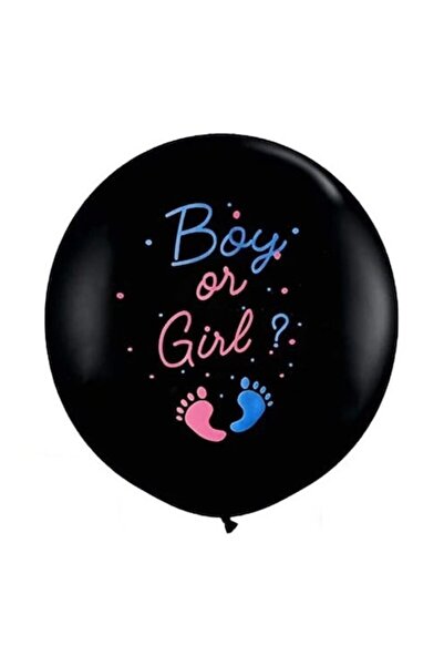 Pure store Gender Reveal Confetti Balloon - girl or boy, 90 cm, black