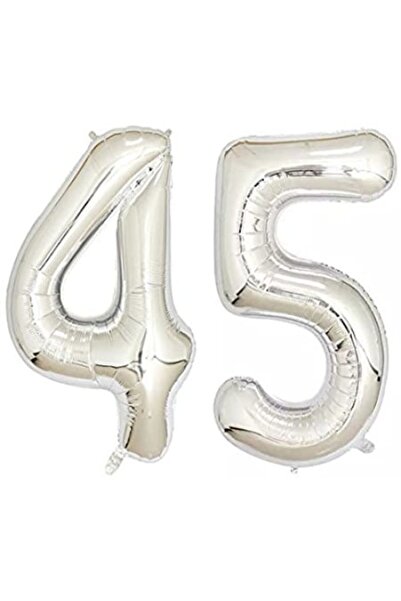 OEM Σετ 2 μπαλόνια αλουμινίου με αριθμό, ESB, Ασημένια επέτειος 45 ετών, 105 cm