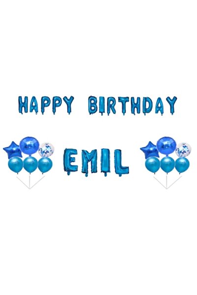 OEM Set Baloane La multi ani Emil, Cake topper, Albastru, 35 Buc
