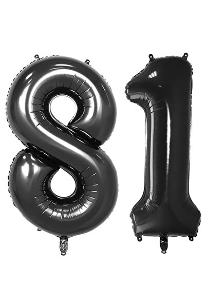 OEM Комплект от 2 фолийни балона, ESB, черни, 81-ви рожден ден, 100 см