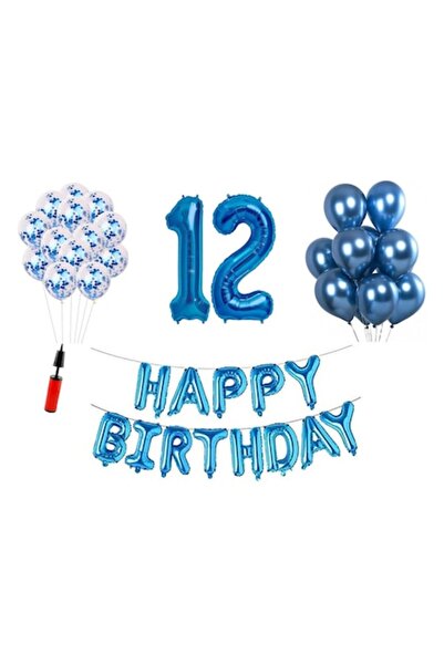 OEM Set baloane, 36 elemente, Happy Birthday aniversare 12 ani, cifre folie 1...