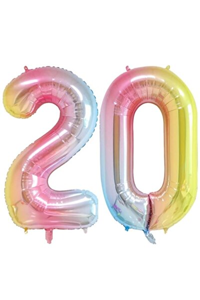 OEM Set de 2 baloane folie cu numere, ESB, Curcubeu, aniversare de 20 de ani,...