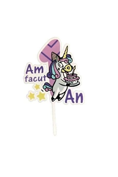 OEM Cake topper Pentru 1An, model Am Facut 1an, Unicorn, 12x15cm