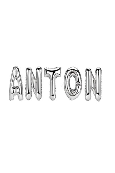 OEM Комплект балони с име Антон, сребърни, 40 см