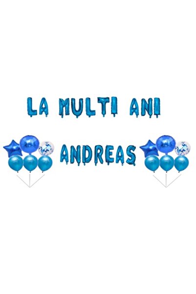 OEM Set baloane La mulți ani Andreas, decor tort, albastru, 35 buc