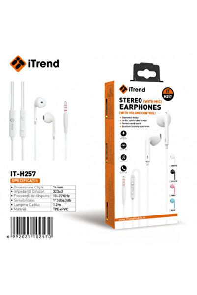 itrend Căști cu fir 257 cu mufă de 3,5 mm și microfon